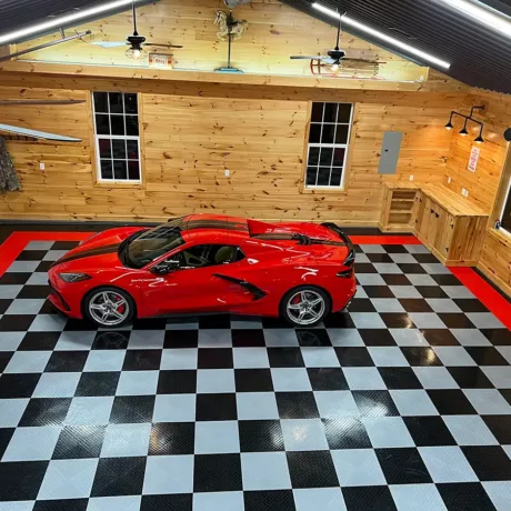 chevy stingray on diamond checkered floor