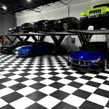 really cool garage with cars