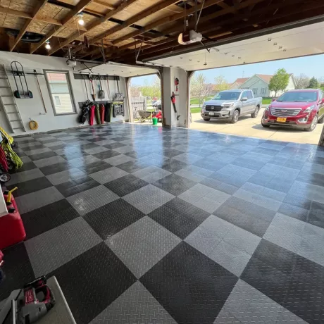 gray and black checkered floor