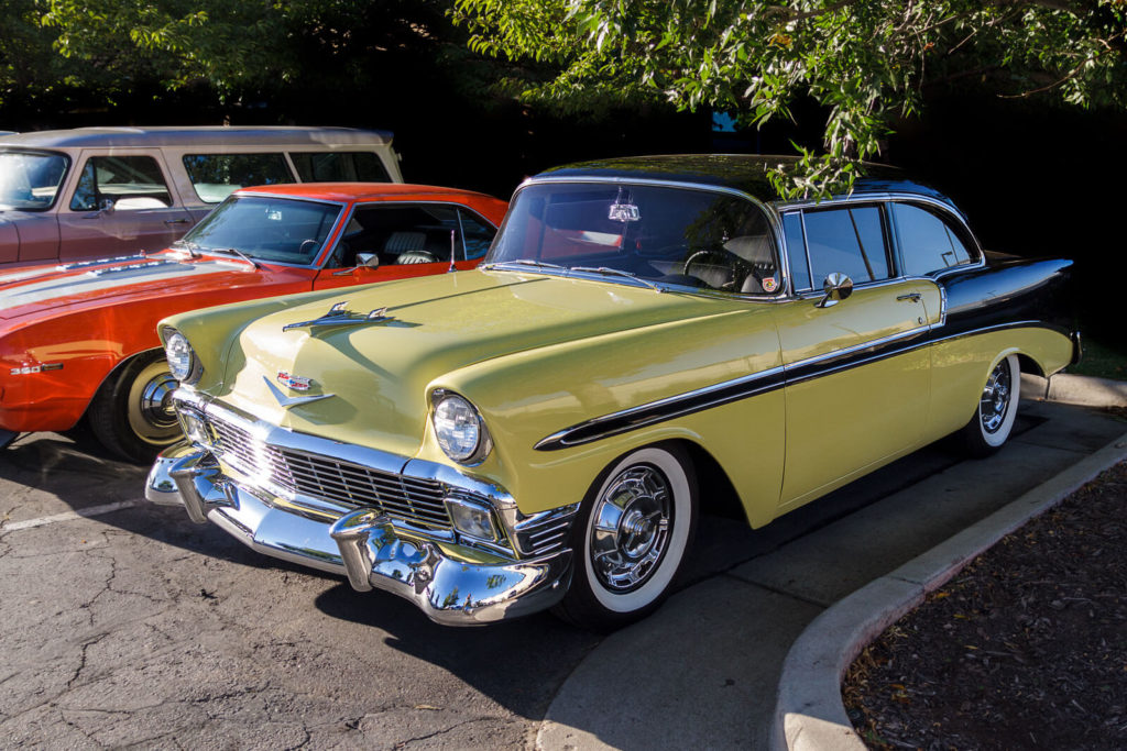 Yellow and black classic Cadillac.