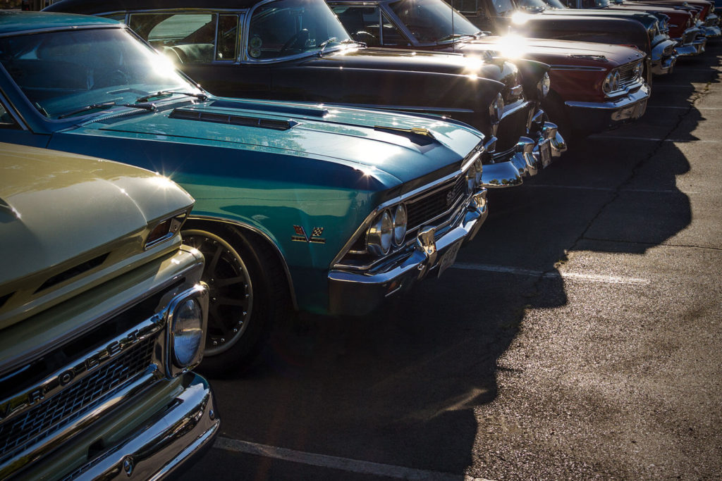 Detail of some of the road tour&#039;s fabulous classic cars.