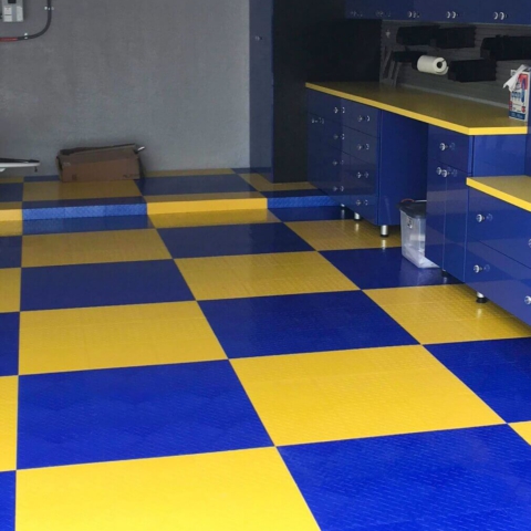 Royal blue and yellow Tuffshield Diamond garage