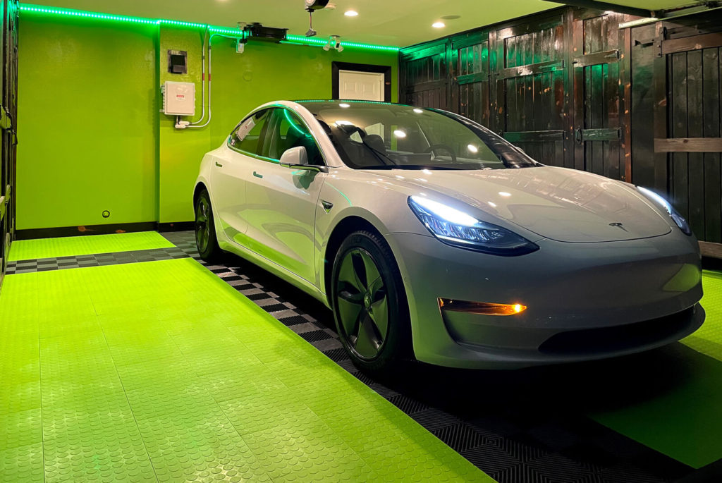 Circletrac Sublime and Free-Flow Black garage with Tesla