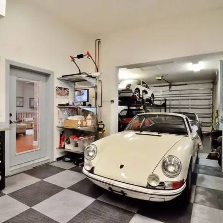 garage with vintage porsche