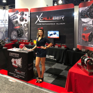 The Xcalliber booth looks slick with our high-gloss Tuffshield Diamond flooring.