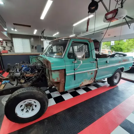 classic car getting fixed