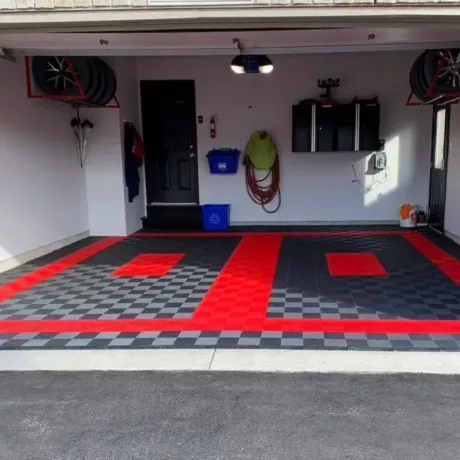 ff grph red empty 2 car garage