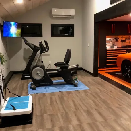 smoked oak exercise garage 6, modular flooring