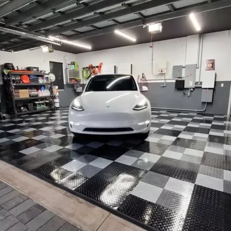 white tesla tuffshield garage